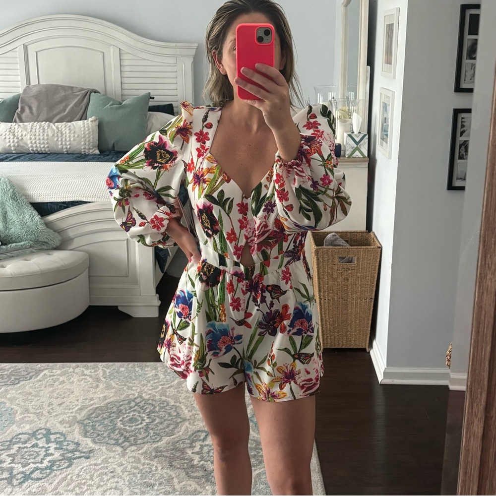 LDT Floral White romper size 10
